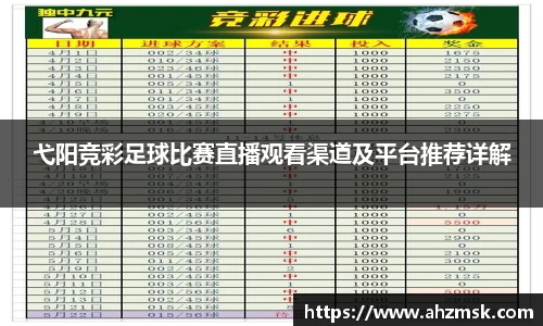 弋阳竞彩足球比赛直播观看渠道及平台推荐详解